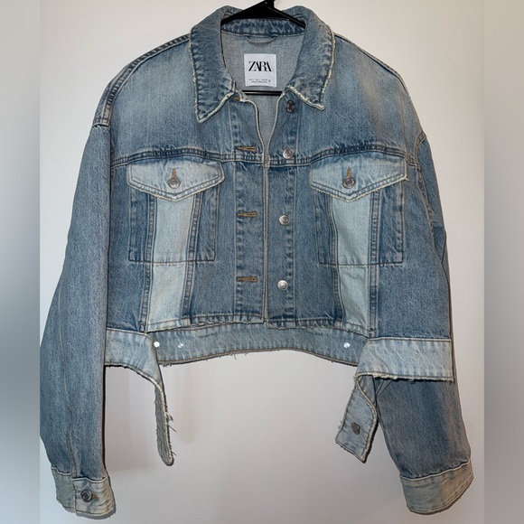 ZARA Cropped Denim Jacket - Picture 1 of 3